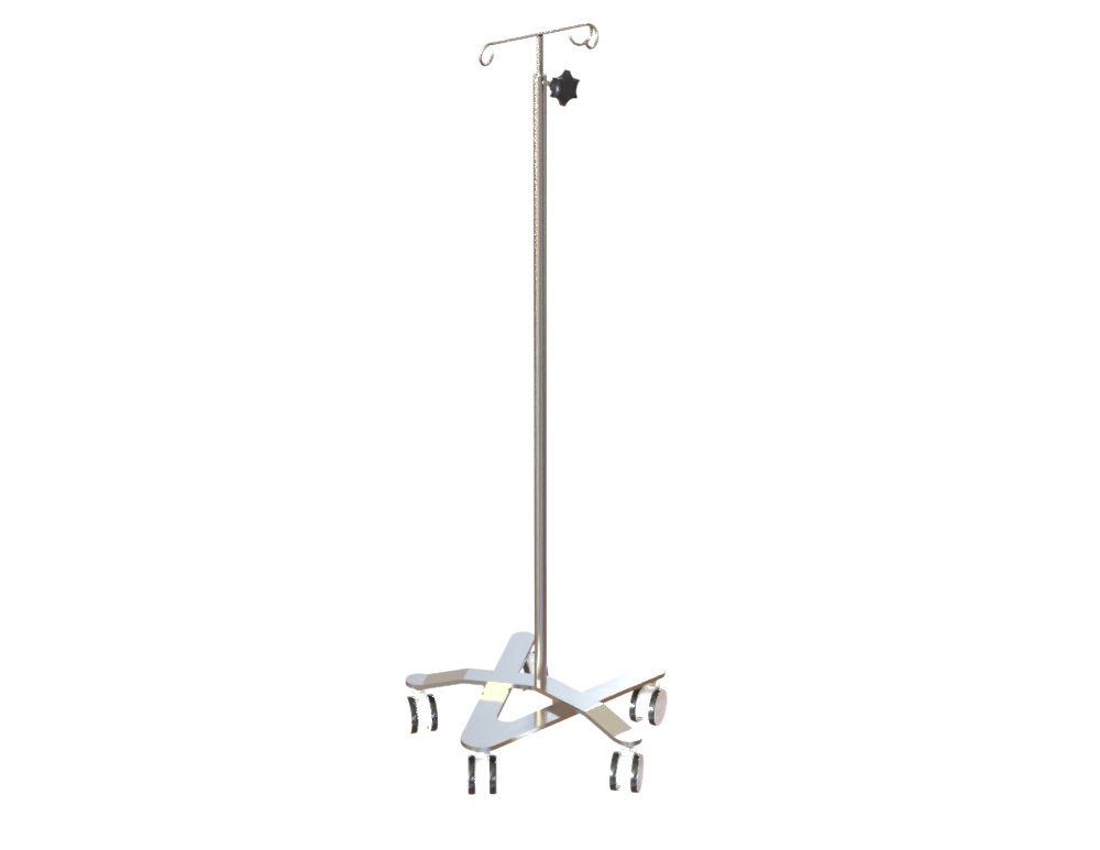 IV Pole, The Boomerang, Weighted Nesting Base, Twin Wheel Castors, SS304, 530x530x(1400-2300)mm