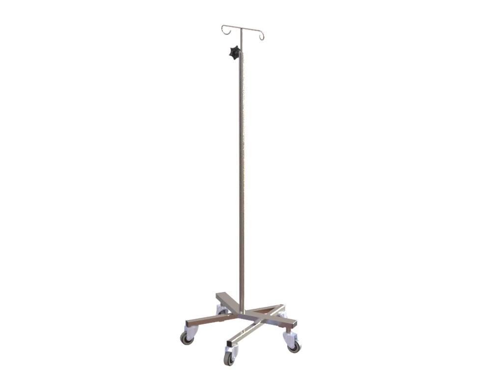 IV Pole, Internally Weighted, Nesting Base, #304 Stainless Steel, 530x530x1400-2300mm