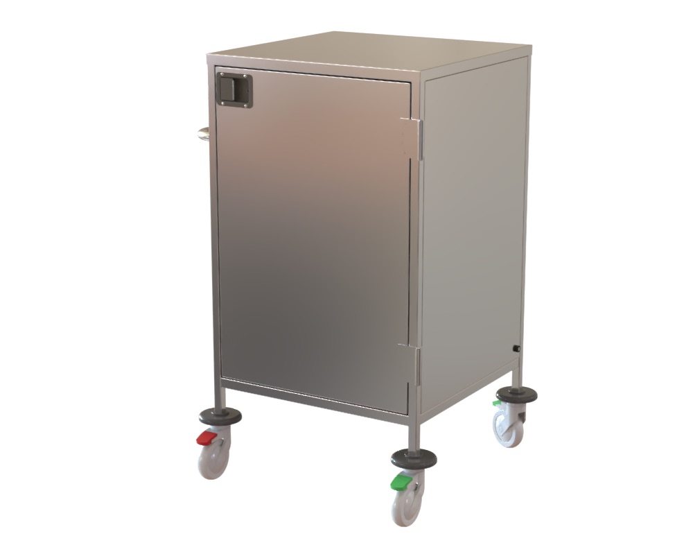 Case Cart-TW-6STU, SS304, 3xPull Out Mesh Shelves Push Handle (LHS), 690x670x1200mm(plus Handle)