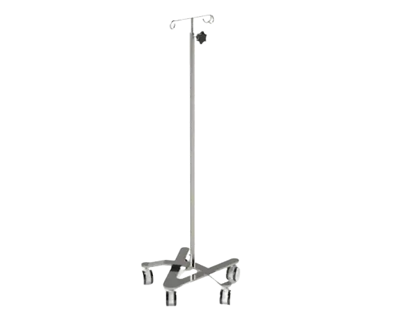 [SS07NEST-TW-APAC] IV Pole – Stainless Steel – Nesting Base – Boomerang Style – Premium Twin Wheel Castors.webp