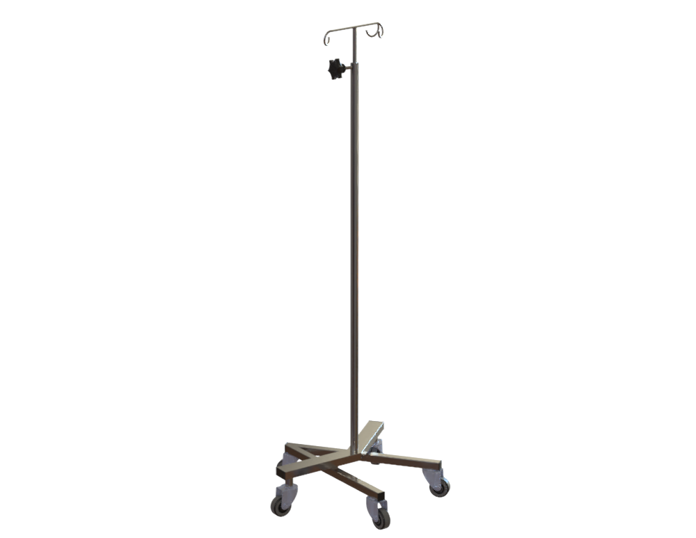 IV Pole – Stainless Steel – Nesting Base – Internally Weighted, Gravity-Feed Adjustable