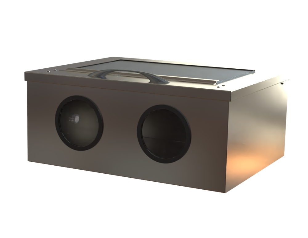 Spray Booth – Stainless Steel/Perspex – Mobile – Enclosed with Arm Ports