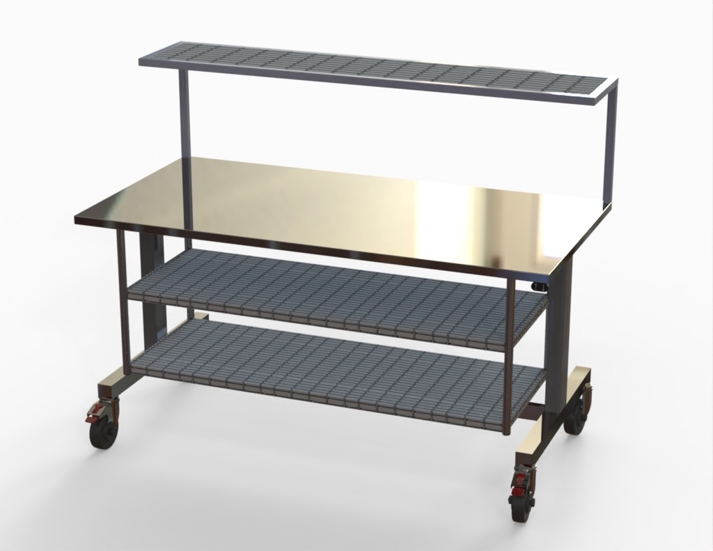 Table – Stainless Steel – Electric Height Adjustable – Multi-Shelf with Mesh & Wire