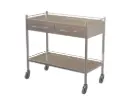 Dressing Trolley – Stainless Steel – Side-by-Side – 2 Drawer with Dual Shelves & Rails