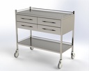 Dressing Trolley – Stainless Steel – Four Drawer – Dual Shelf with Rails