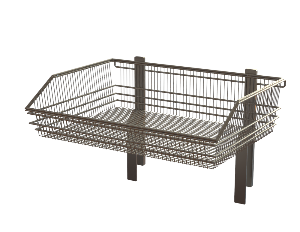 Splashback Mounted Basket Rack – 2 x Splashback Mounts, 1 x Stainless Steel Basket (410mm x 300mm x 105mm 