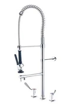 Pre-Rinse Spray Unit – Stainless – Bench Mounted – Twin Lever with Spout