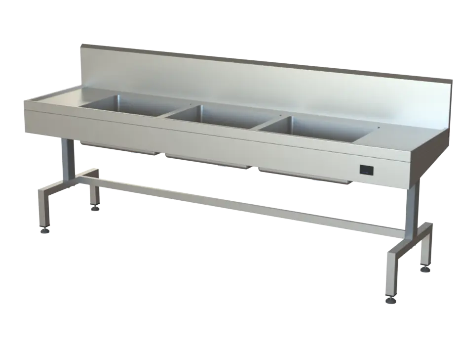 Sink Unit – Stainless Steel – Height Adjustable – Triple Bowl, Wet Edge