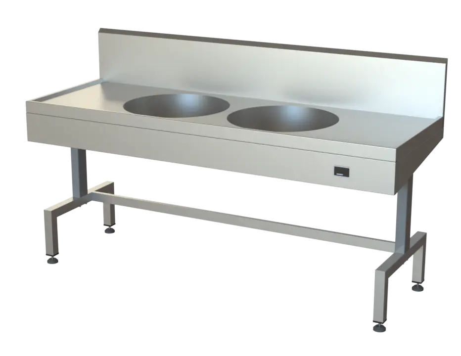 Sink Unit – Stainless Steel – Height Adjustable – Dual Circular Bowls, Wet Edge