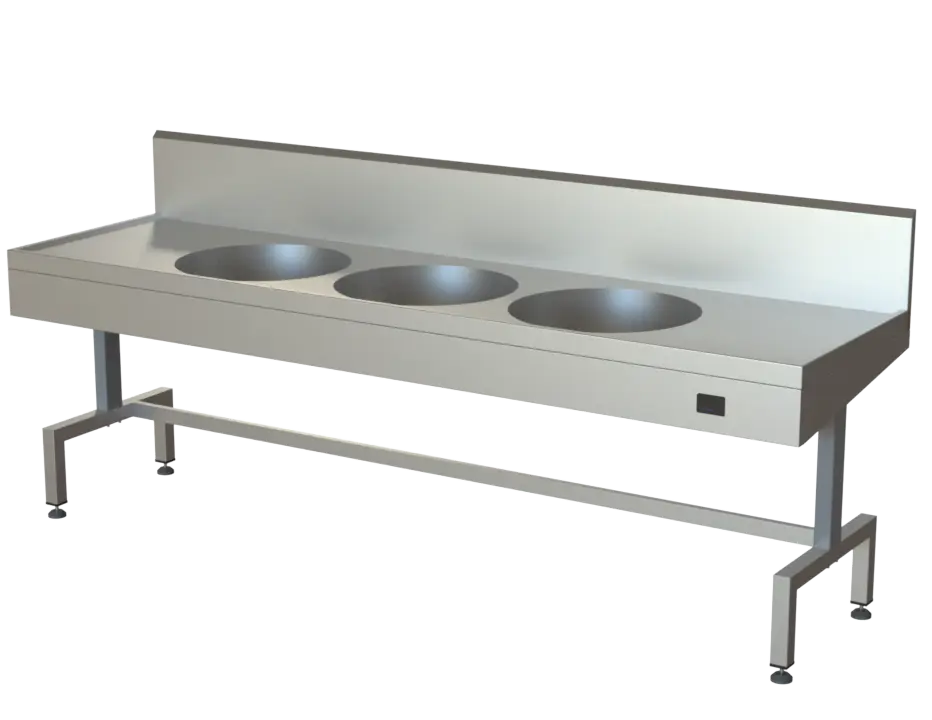 Sink Unit – Stainless Steel – Height Adjustable – 3 x Circular Bowls